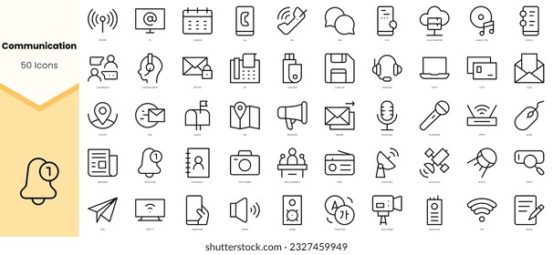 Set of communication Icons. Simple line art style icons pack. Vector illustration