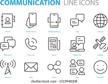 set of communication icons, smartphone, call, discussion, connect, chat