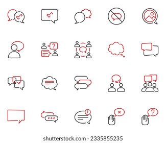 conjunto de iconos de comunicación, burbuja de voz, charla