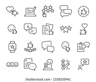 set of communication icons, such as chat, feedback, emotion, review