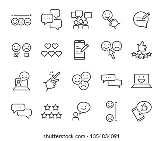 set of communication icons, such as chat, feedback, emotion, review