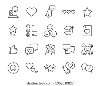 set of communication icons, such as chat, feedback, emotion, review