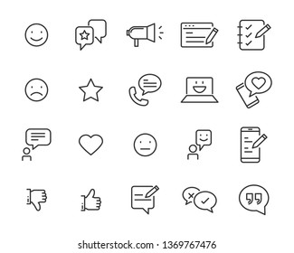 set of communication icons, such as chat, feedback, emotion, review