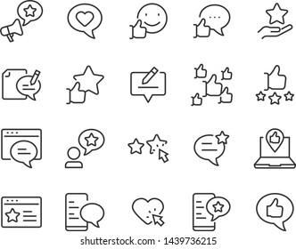 set of communication icons, such as chat, feedback, emotion, review