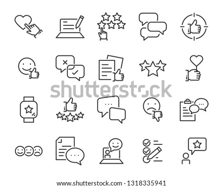 set of communication icons, such as chat, feedback, emotion, review