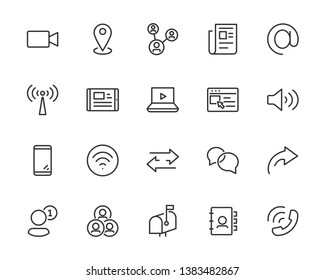 set of communication icons, such as social media, address, application