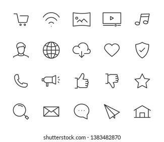 set of communication icons, such as social media, address, application