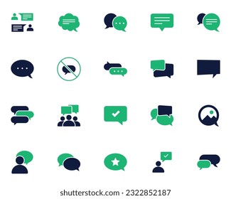 conjunto de iconos de comunicación, charla, comunidad, burbuja de voz