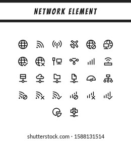 A set of communication icons with the theme of internet network elements. Outline style
