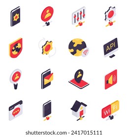Set of Communication Isometric Icons


