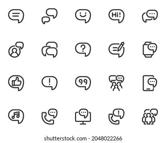 set of communication line icons, bubble speech, talk, comment