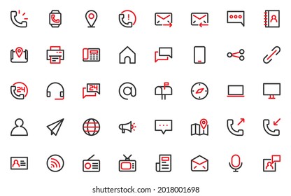 set of communication line icons, contact, address