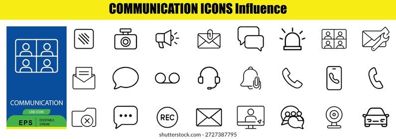 Set der Kommunikationsleitung auf Umriss Weiß Hintergrund E-Mail-Telefonanruf