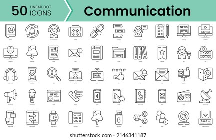 Set of communication and media icons. Line art style icons bundle. vector illustration