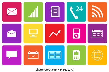 Set of communication and media icons. Vector illustration.