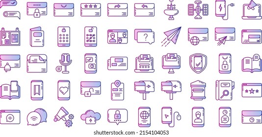conjunto de iconos de comunicación y mensaje en fondo transparente