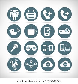 set of communication and multimedia buttons, icons