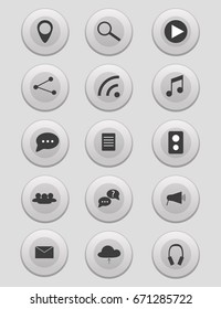 Set of Communication and Music Icons. Flat Design. Vector Illustration