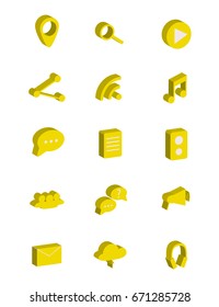 Set of Communication and Music Icons. Flat Design. Vector Illustration