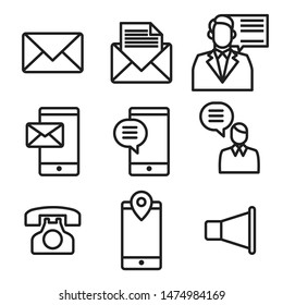 Set of communication outline icon.