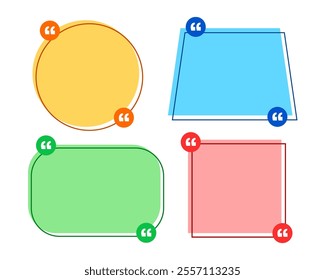 Set of communication quote box frame templates. Colorful speech bubble. Vector illustration