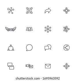 Set of communication related vector line icons. Premium linear symbols pack. Vector illustration isolated on a white background. Web symbols for web sites and mobile app. Trendy design. 