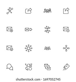 Set of communication related vector line icons. Premium linear symbols pack. Vector illustration isolated on a white background. Web symbols for web sites and mobile app. Trendy design. 