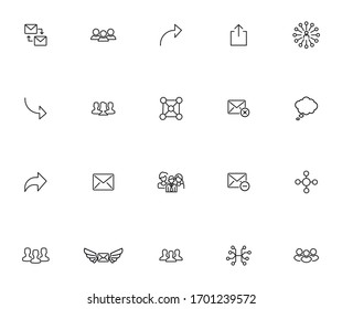 Set of communication related vector line icons. Premium linear symbols pack. Vector illustration isolated on a white background. Web symbols for web sites and mobile app. Trendy design. 