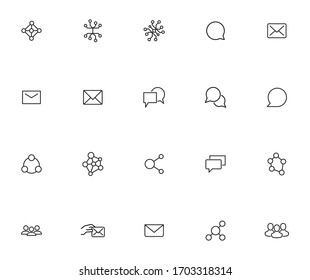 Set of communication related vector line icons. Premium linear symbols pack. Vector illustration isolated on a white background. Web symbols for web sites and mobile app. Trendy design. 