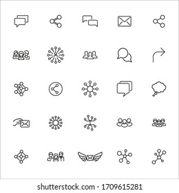 Set of communication related vector line icons. Premium linear symbols pack. Vector illustration isolated on a white background. Web symbols for web sites and mobile app. Trendy design. 