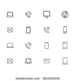 Set of communication related vector line icons. Premium linear symbols pack. Vector illustration isolated on a white background. Web symbols for web sites and mobile app. Trendy design.