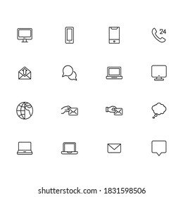 Set of communication related vector line icons. Premium linear symbols pack. Vector illustration isolated on a white background. Web symbols for web sites and mobile app. Trendy design.