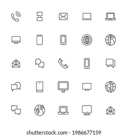 Set of communication related vector line icons. Premium linear symbols pack. Vector illustration isolated on a white background. Web symbols for web sites and mobile app. Trendy design.