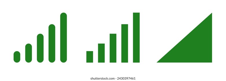 Conjunto de iconos de intensidad de señal de comunicación. Símbolos de recepción móvil en teléfonos móviles y dispositivos portátiles. Ilustración vectorial.