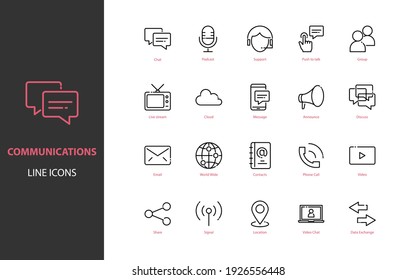 Set Of Communication Thin Line Icons