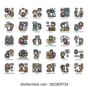 Set of communication thin line and pixel perfect icons for any web and app project. 