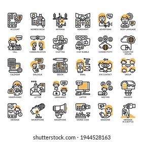 Set of communication thin line and pixel perfect icons for any web and app project. 