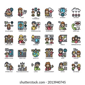 Set of Communication thin line and pixel perfect icons for any web and app project. 