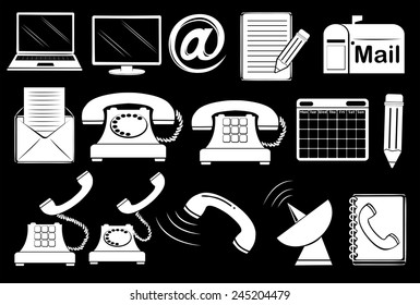 Set of communication tools on a black background