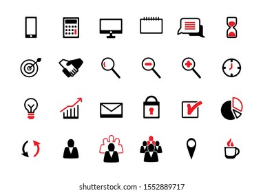 Set of communication vector icons for web site design, mobile app, business, banking, project, presentation, infographic, online market. Isolated elements on white background.