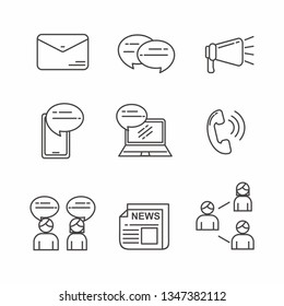 Set of communication vector line icon. Communication vector illustration 
