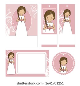 Set communion card for girl	