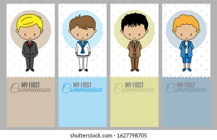 Set communion cards for boy