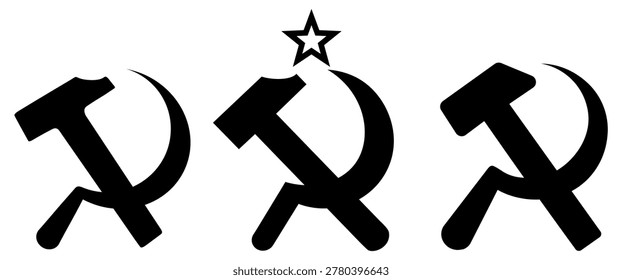 set communist symbols hammer sickle logo design vector illustration