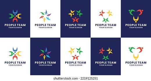 set community human, team work, partnership logo design