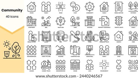Set of community icons. Simple line art style icons pack. Vector illustration