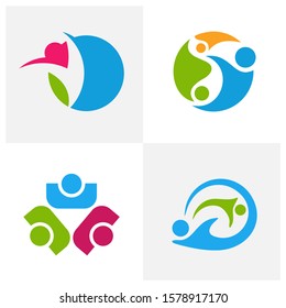 Set of Community logo design inspiration vector template, Social relationship logo and icon, Adoption care logo concept, Icon symbol