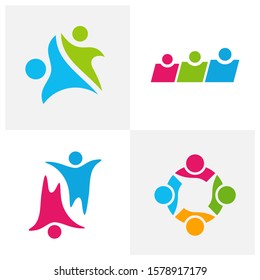 Set of Community logo design inspiration vector template, Social relationship logo and icon, Adoption care logo concept, Icon symbol