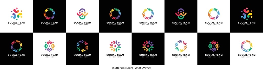 set of Community Logo Icon Elements Template. Community human Logo template vector