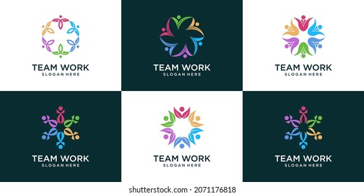 set of Community people social logo design template vector